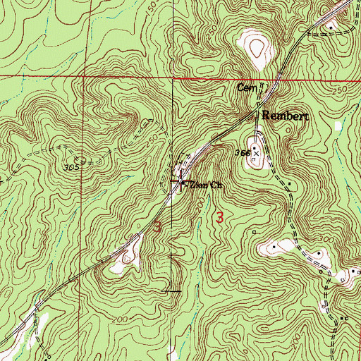 Topographic Map of Zion Church, AL