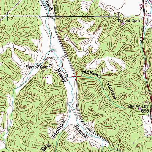 Topographic Map of McKelvy Hollow, TN