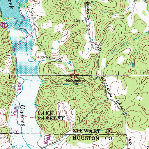 Topographic Map of McKendree Church, TN