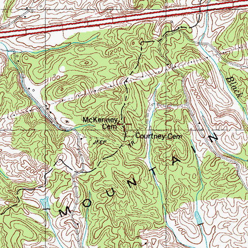 Topographic Map of McKenney Cemetery, TN