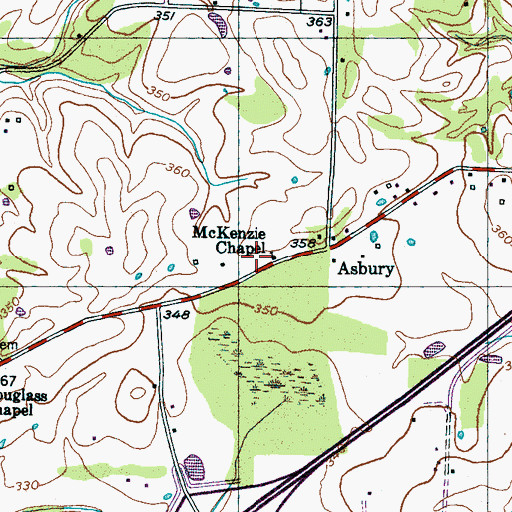 Topographic Map of McKenzie Chapel, TN