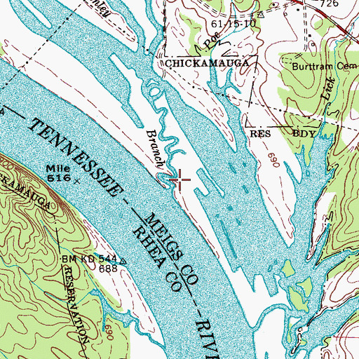 Topographic Map of McKinley Branch, TN