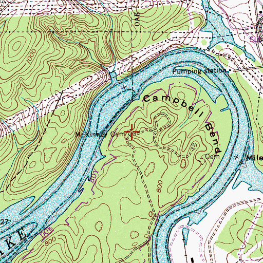 Topographic Map of McKinney Cemetery, TN