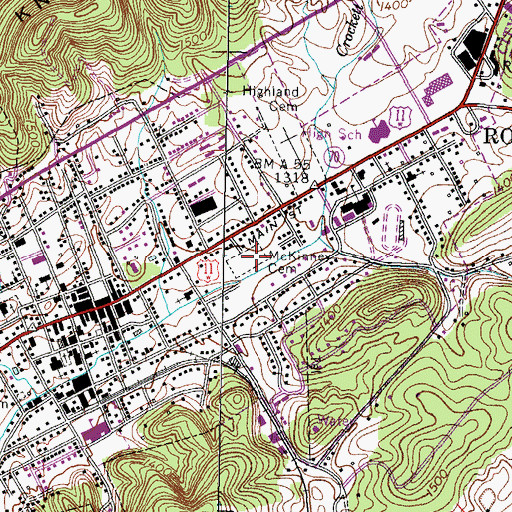 Topographic Map of McKinney Cemetery, TN