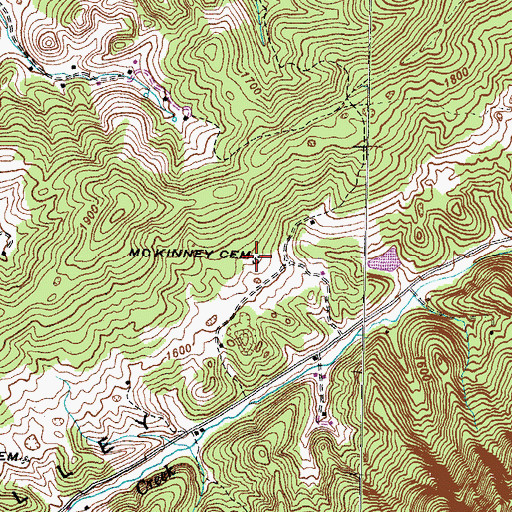 Topographic Map of McKinney Cemetery, TN