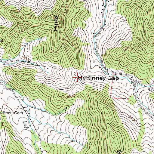 Topographic Map of McKinney Gap, TN