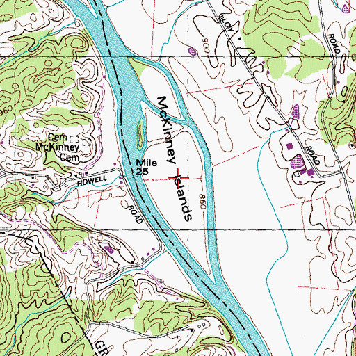 Topographic Map of McKinney Islands, TN