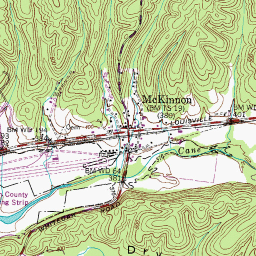 Topographic Map of McKinnon, TN