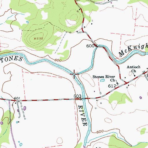 Topographic Map of McKnight Branch, TN