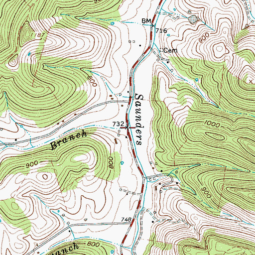 Topographic Map of McKnight Branch, TN