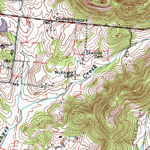 Topographic Map of McKnight Cemetery, TN