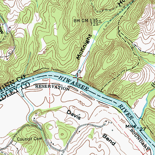 Topographic Map of McKnight Hollow, TN