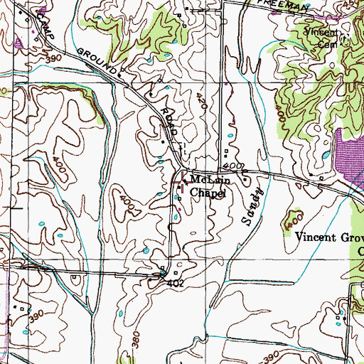 Topographic Map of McLain Chapel, TN