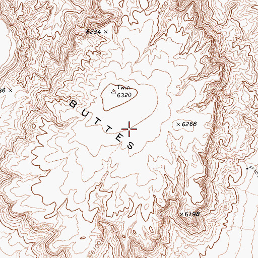 Topographic Map of Twin Buttes, AZ