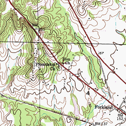 Topographic Map of Zion Church, AL