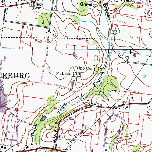 Topographic Map of McLean Cemetery, TN