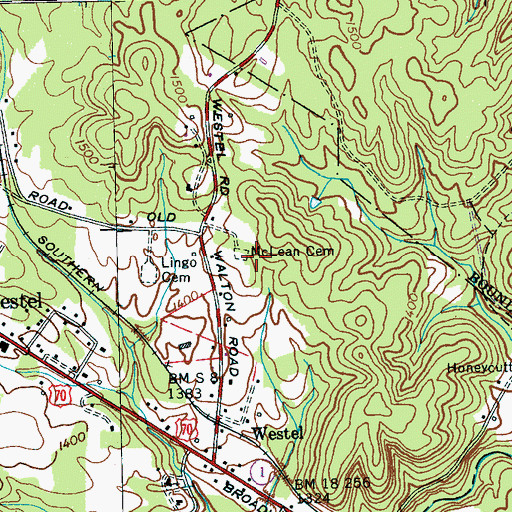 Topographic Map of McLean Cemetery, TN