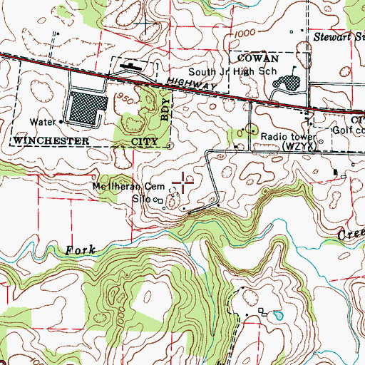Topographic Map of McLlheran Cemetery, TN