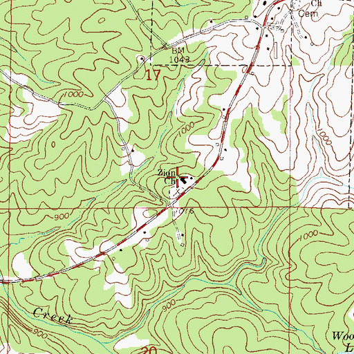 Topographic Map of Zion Church, AL