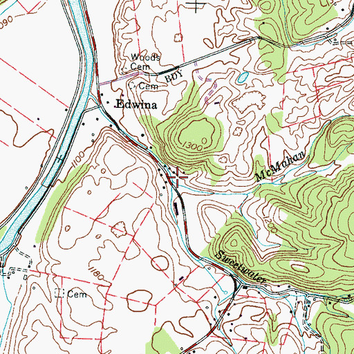Topographic Map of McMahan Branch, TN