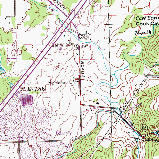 Topographic Map of McMahan Church, TN