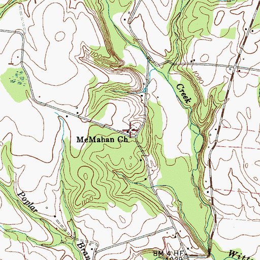 Topographic Map of McMahan Church, TN