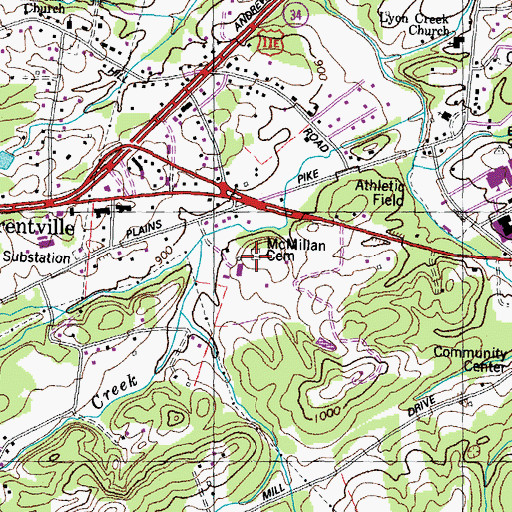 Topographic Map of McMillan Cemetery, TN