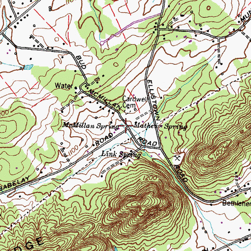 Topographic Map of McMillan Spring, TN