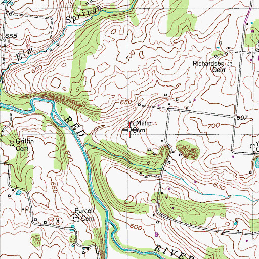 Topographic Map of McMillin Cemetery, TN
