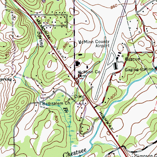 Topographic Map of McMinn County Cemetery, TN