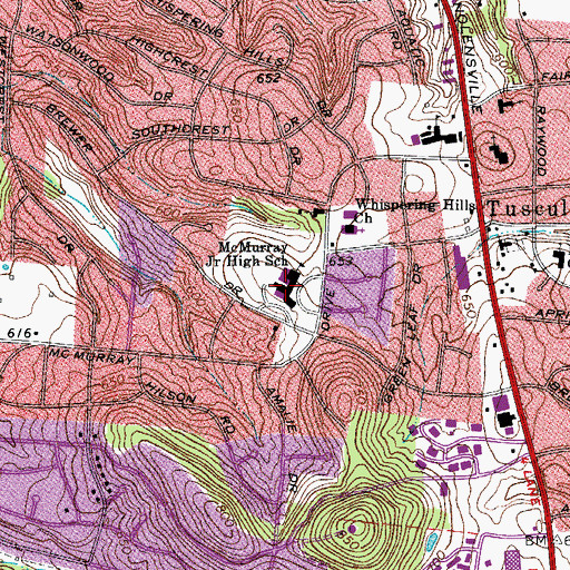 Topographic Map of McMurray Junior High School, TN