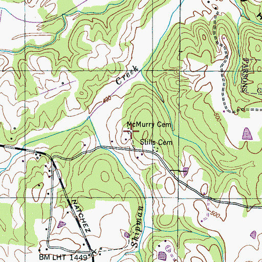 Topographic Map of McMurry Cemetery, TN