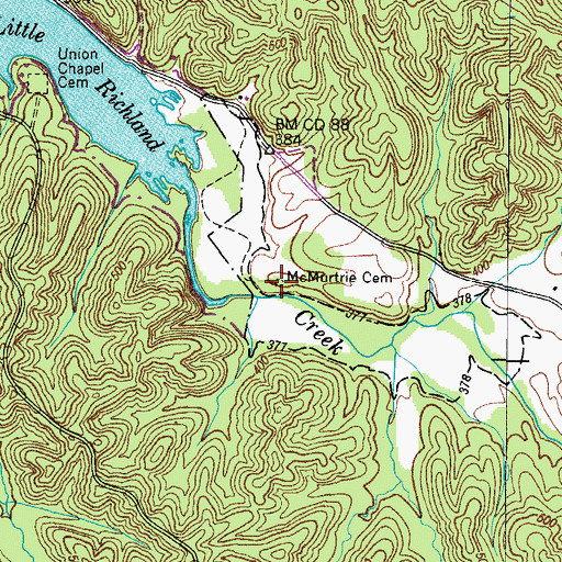 Topographic Map of McMurtrie Cemetery, TN