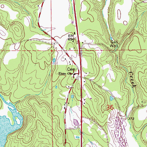 Topographic Map of Zion Church, AL