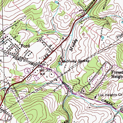 Topographic Map of McNeely Spring, TN
