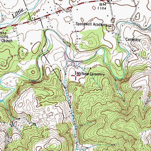 Topographic Map of McNew Cemetery, TN