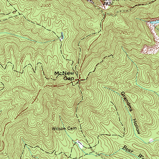 Topographic Map of McNew Gap, TN