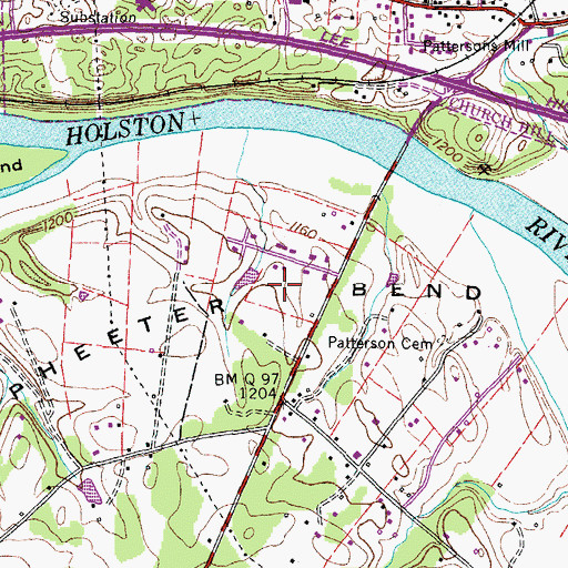 Topographic Map of McPheeter Bend, TN