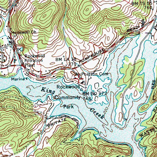 Topographic Map of McPherson Cemetery, TN