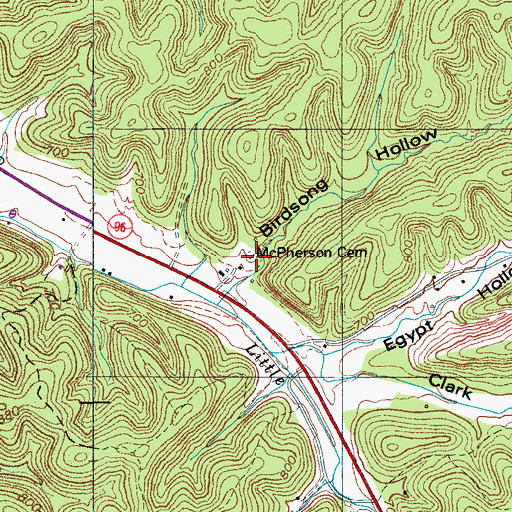 Topographic Map of McPherson Cemetery, TN