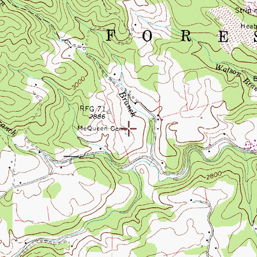Topographic Map of McQueen Cemetery, TN