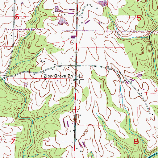 Topographic Map of Zion Grove Baptist Church, AL