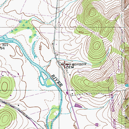 Topographic Map of McQuiddy Cemetery, TN