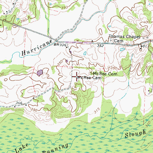 Topographic Map of McRee Cemetery, TN