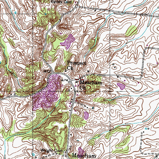 Topographic Map of Meacham Church, TN