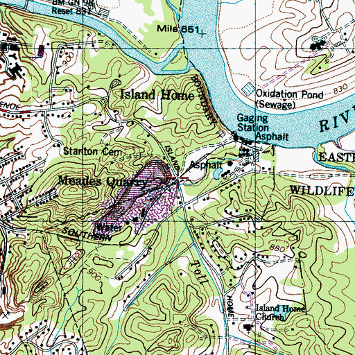 Topographic Map of Meades Quarry, TN