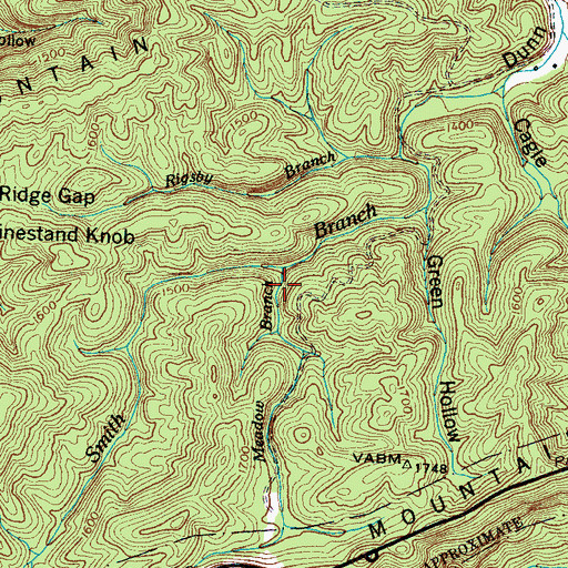 Topographic Map of Meadow Branch, TN