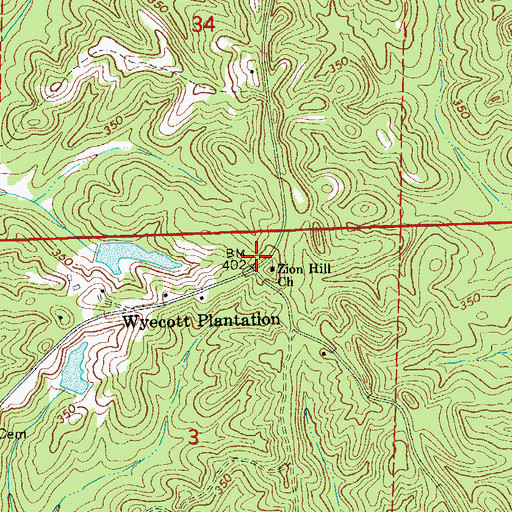 Topographic Map of Zion Hill Church, AL
