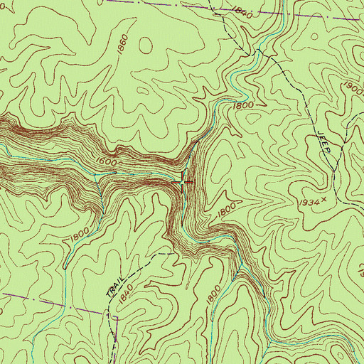 Topographic Map of Meadow Creek, TN