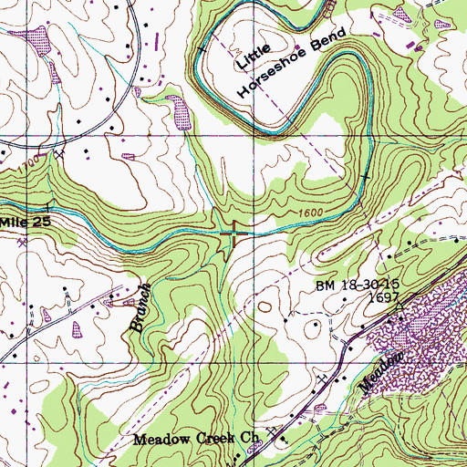 Topographic Map of Meadow Creek, TN